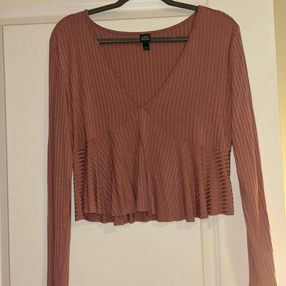 Wild Fable Pink Ribbed Crop Blouse